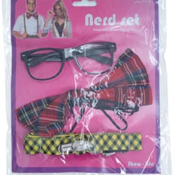 Nerd Set 3 Delig, Bril, Strik En Bretels