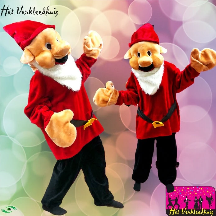 Kabouter Rood Mascotte Kostuum | Huur 3 Kabouter Rood Mascotte Kostuum | Huur