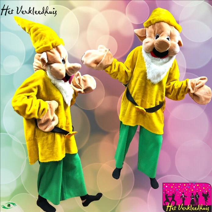 Kabouter Geel Mascotte Kostuum | Huur 3 Kabouter Geel Mascotte Kostuum | Huur