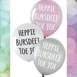 Ballonnen Heppie Bursdeej Toe Joe Metallic / Verjaardag Ballon