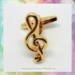 Manchetknopen / Cufflinks Viool Sleutel Goud