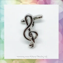 Manchetknopen / Cufflinks Viool Sleutel Zilver