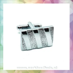Manchetknopen / Cufflinks Per Paar Zilver Gestreept
