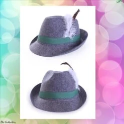 Tiroler Hoed Grijs Met Veer / Oktoberfest