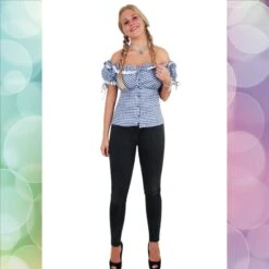 Tiroler Blouse Blauw/Wit Dames