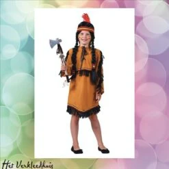 Indiaan Meisje Bruin Jurk Met Hoofdband