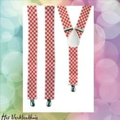 Bretels Rood/wit Geblokt