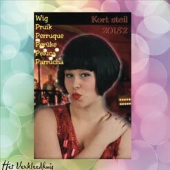 Pruik Kort Steil Haar Zwart