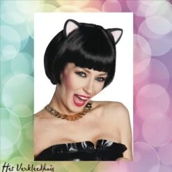 Pruik Met Oortjes Zwart