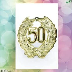 Jubileumkrans 50 Jaar Plastic Goud 24 Cm.