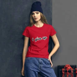 I Give Up Women's Short Sleeve T-shirt, 2 Sides Printed -Scattando Webshop Winkel mockup 56adc84c