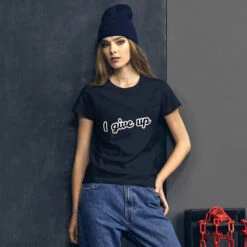 I Give Up Women's Short Sleeve T-shirt, 2 Sides Printed -Scattando Webshop Winkel mockup 6117955d