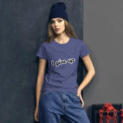 I Give Up Women's Short Sleeve T-shirt, 2 Sides Printed -Scattando Webshop Winkel mockup 9d3cf55a
