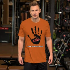 STOP! Keep Your Distance Short-Sleeve Unisex T-Shirt -Scattando Webshop Winkel mockup a2b587be