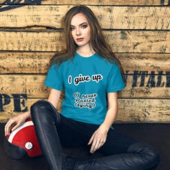 I Give Up Short-Sleeve Unisex T-Shirt, Gratis Verzending! -Scattando Webshop Winkel mockup d1907d2f