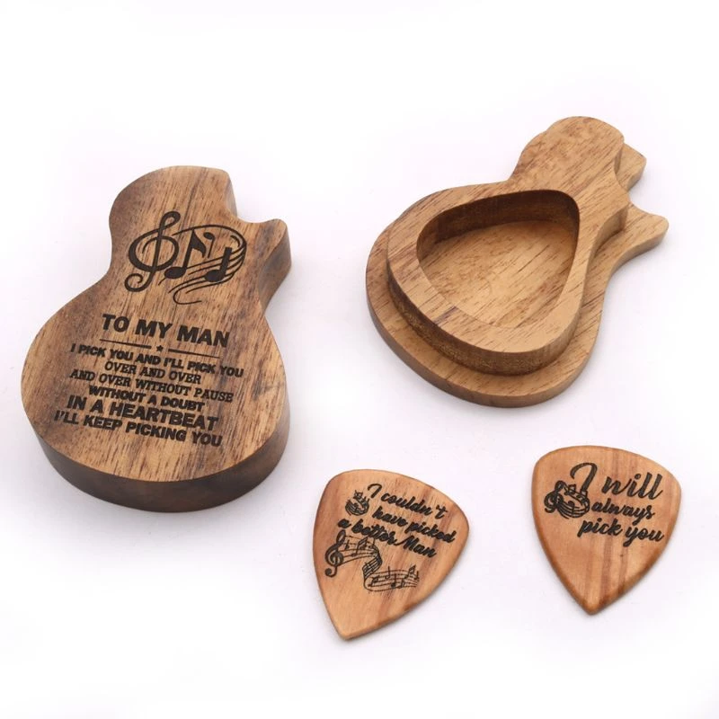 Houten Plectrum Houder Incl. 2 Plectrums, Gratis Verzending 3 Houten Plectrum Houder Incl. 2 Plectrums, Gratis Verzending