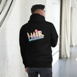 STG HAIR 2023 Premium Uniseks Hoodie -Scattando Webshop Winkel unisex premium hoodie black back 642a17ddef458