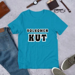 Volkomen Kut Short-Sleeve Unisex T-Shirt, GRATIS VERZENDKOSTEN! -Scattando Webshop Winkel unisex premium t shirt aqua front 60cf9b11656fd