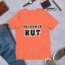 Volkomen Kut Short-Sleeve Unisex T-Shirt, GRATIS VERZENDKOSTEN! -Scattando Webshop Winkel unisex premium t shirt heather orange front 60cf9b116902a