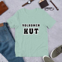 Volkomen Kut Short-Sleeve Unisex T-Shirt, GRATIS VERZENDKOSTEN! -Scattando Webshop Winkel unisex premium t shirt heather prism dusty blue front 60cf9b116dc1a