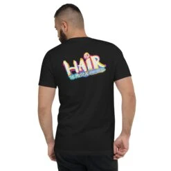 STG HAIR 2023 Uniseks T-shirt Met V-hals En Korte Mouwen -Scattando Webshop Winkel unisex v neck tee black back 642a168b223b4